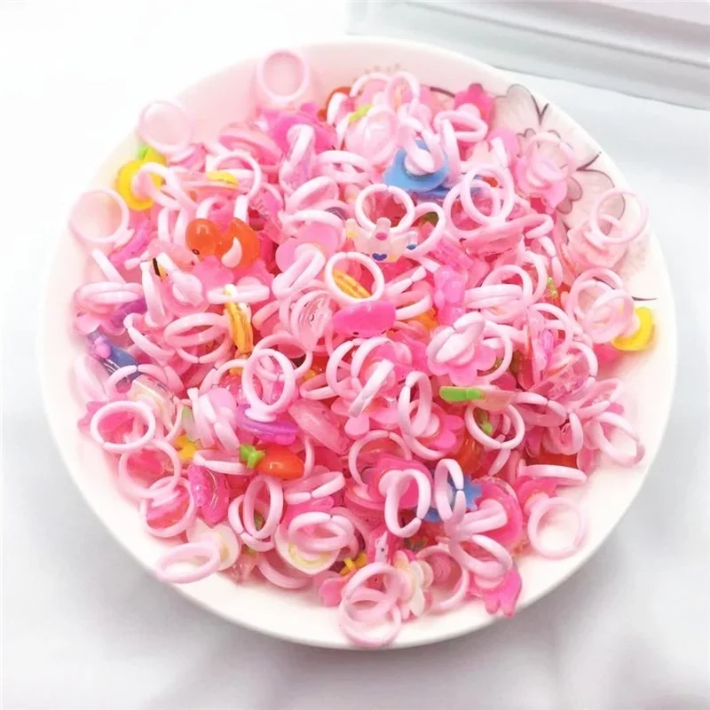 10pcs Children's Cartoon Rings Candy Flower Animal Bow Shape Ring Set Mix Finger Jewellery Rings Kid Girls Toys Dress up