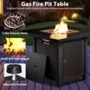 5 Piece Patio Furniture Set with Fire Pit Table - Glider Loveseat, Tempered Glass Side Table, Wicker Patio Sofa Set 6