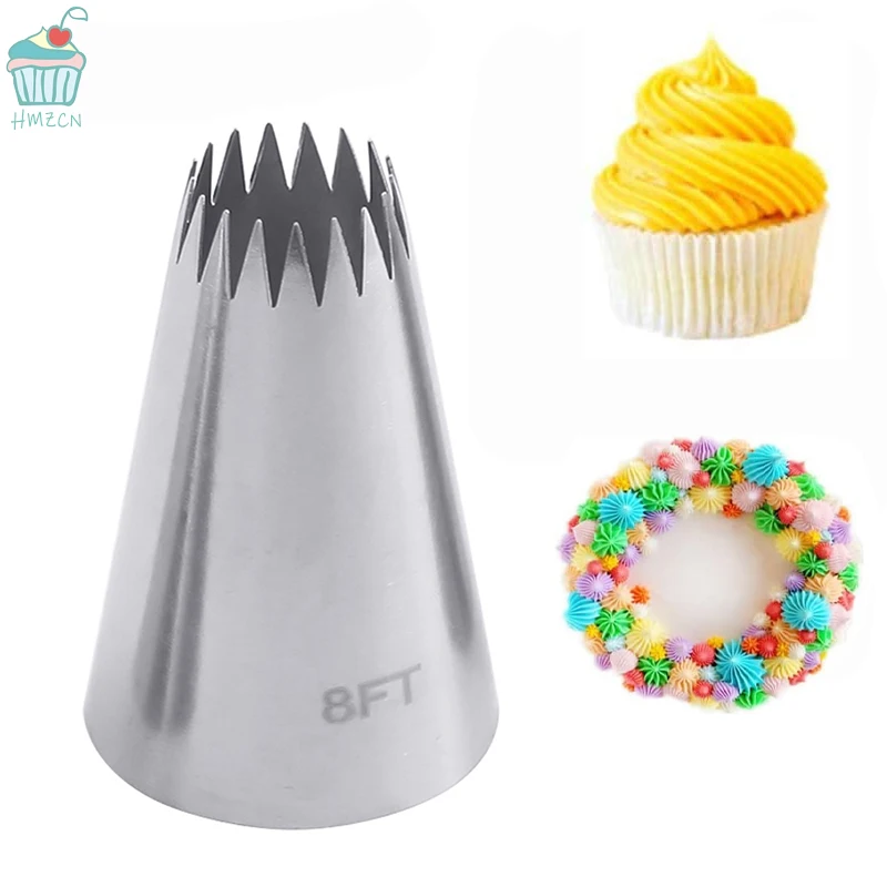 

1PCS #8FT Large Size Open Star Pastry Piping Nozzle Stainless Steel Cake Decorating Icing Tips Bakeware Kitchen Cookies Tools