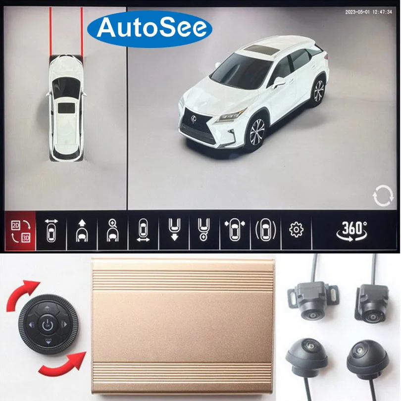Per Lexus Rx Car Telecamera A 360 Gradi Bird Eye 3D Specchietto Retrovisore Panoramico Cam Surround Parking Reverse Assist 4K Dash System