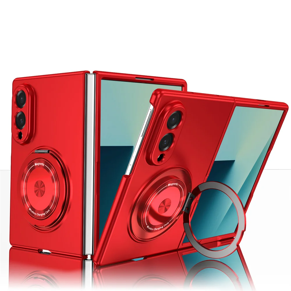Luxury Rotating Magnetic Stand Phone Case with Lens Protector - Solid Color Cover
