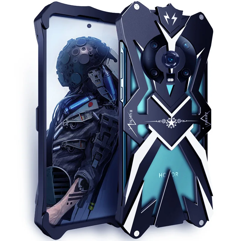 Original Luxury Armor Metal Aluminum Phone Cases For Honor Magic 5 4 Magic5 Pro Cover Mechanical Purely Handmade Skull Case