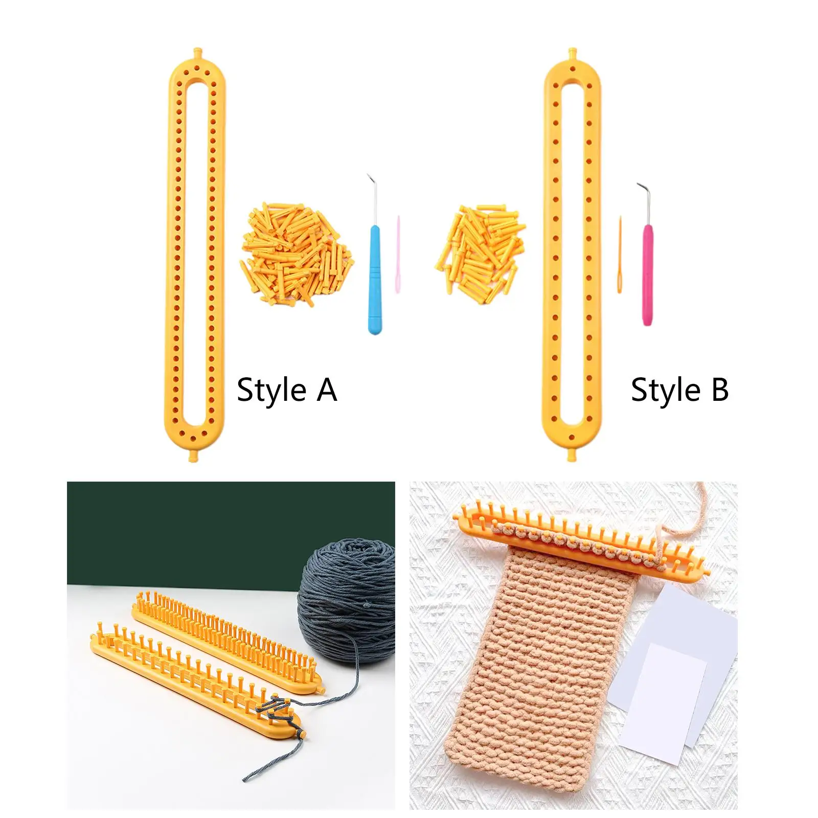 Spliced Loom Braided Frame Knitting Looms Long Ring Set with Hook Needles