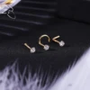 ZS 1PC 18/20G 925 Sterling Silver Nose Stud Gold Color Crystal Nose Piercings Screw L-Shape Retainer Nostril Piercing 2-3.5mm 5