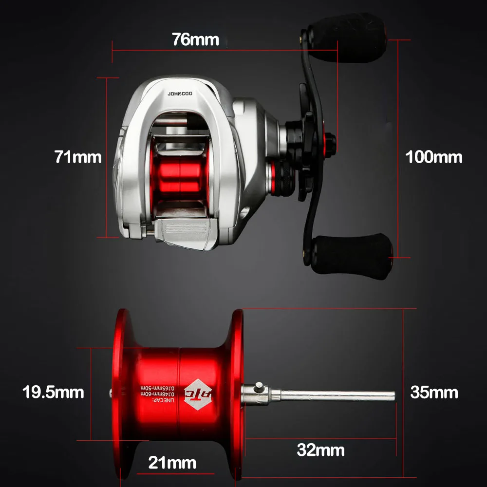 JOHNCOO Attack Freshwater Bait Casting Reel 6kg Max Drag Magnetic Brake  System 9+1 BB 6.4:1 Baitcasting Fishing reel