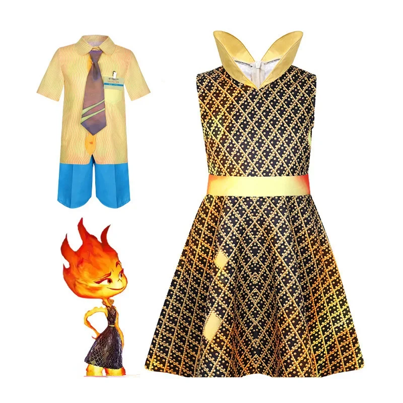 

Crazy Elemental City Cosplay for Children, Water and Fire Elements Clothes, Birthday Party, Halloween Cosplay