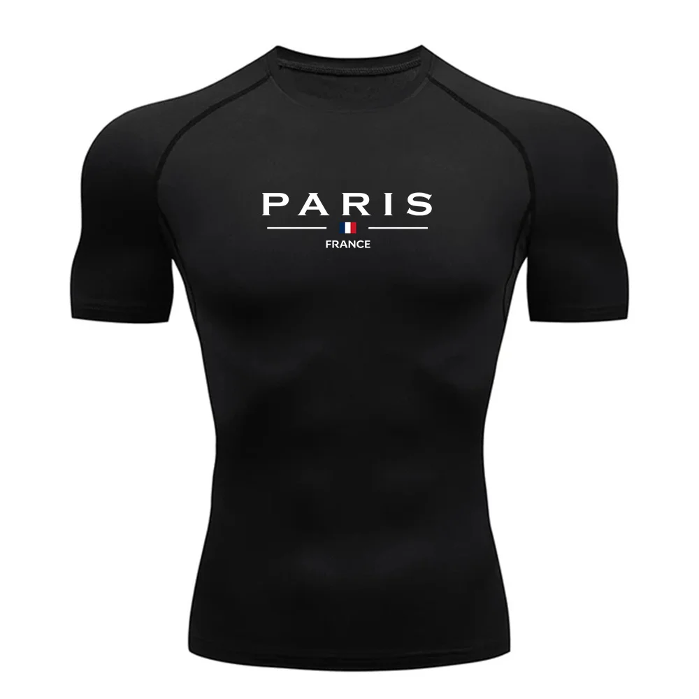 Vêtements de sport pour hommes, t-shirt de sport à manches courtes respirant et hautement élastique pour hommes, course à pied