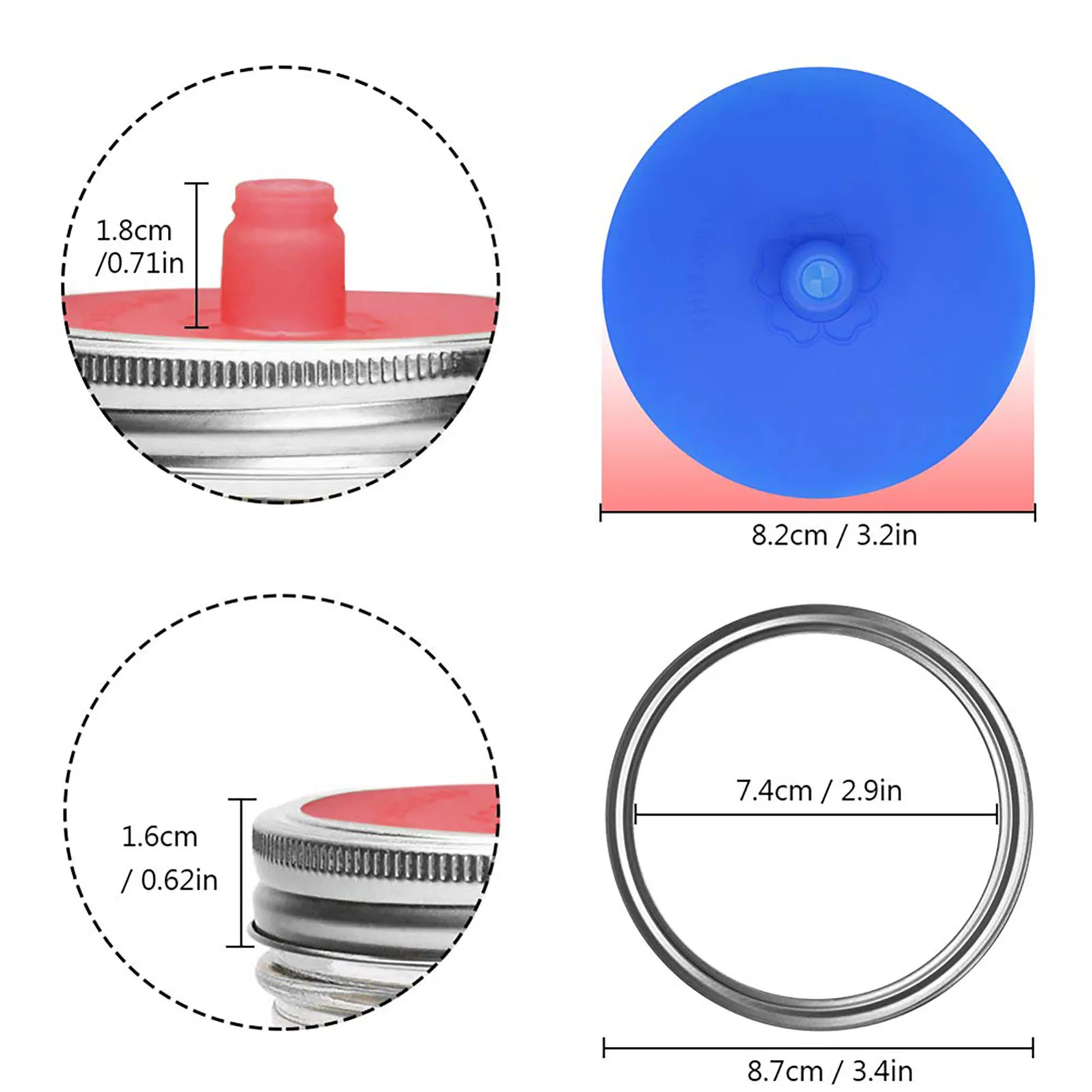 5Pcs Silicone Fermenting Lids Glass Jar Cover Metal Rings For 87mm Jars Kimchi Pickles Fermented Probiotic Food Sealing Lids