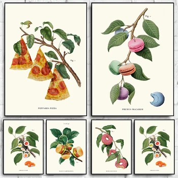 Fantasy Dream Plants Poster Delicious Sushi Macaron Pizza Burger Donut Plant Print Canvas Painting Wall Art Picture Home Decor 1