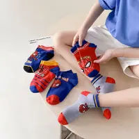 5 Pairs Spiderman Cotton Children's Socks kids Boys Short Socks Cartoon Baby Spring Summer Sock 1-12 Y 1