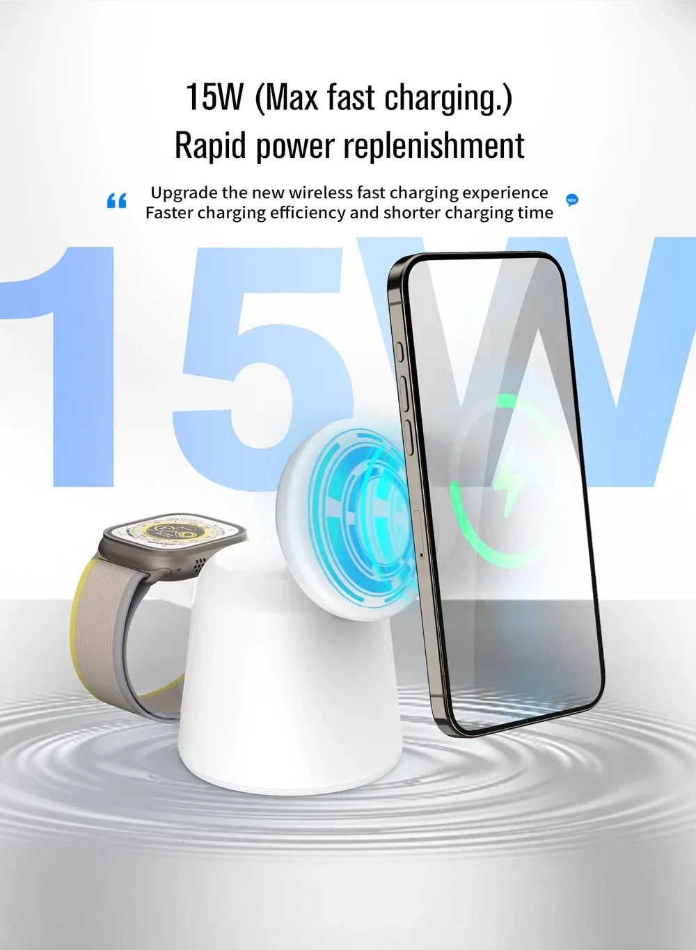 Support de chargeur magnétique sans fil pour iPhone, AirPods, Apple Watch | Diversi