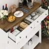 Buffet Sideboard Cabinet with Storage, 47.2" Modern Farmhouse Coffee Bar with 2 Drawers, Barn Doors Console Table with Shelf 6