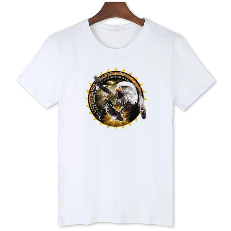 

Bald Eagle Print T-shirt Men's Summer Casual Short Sleeve Top tees American popular street fashion Tshirt B1-64