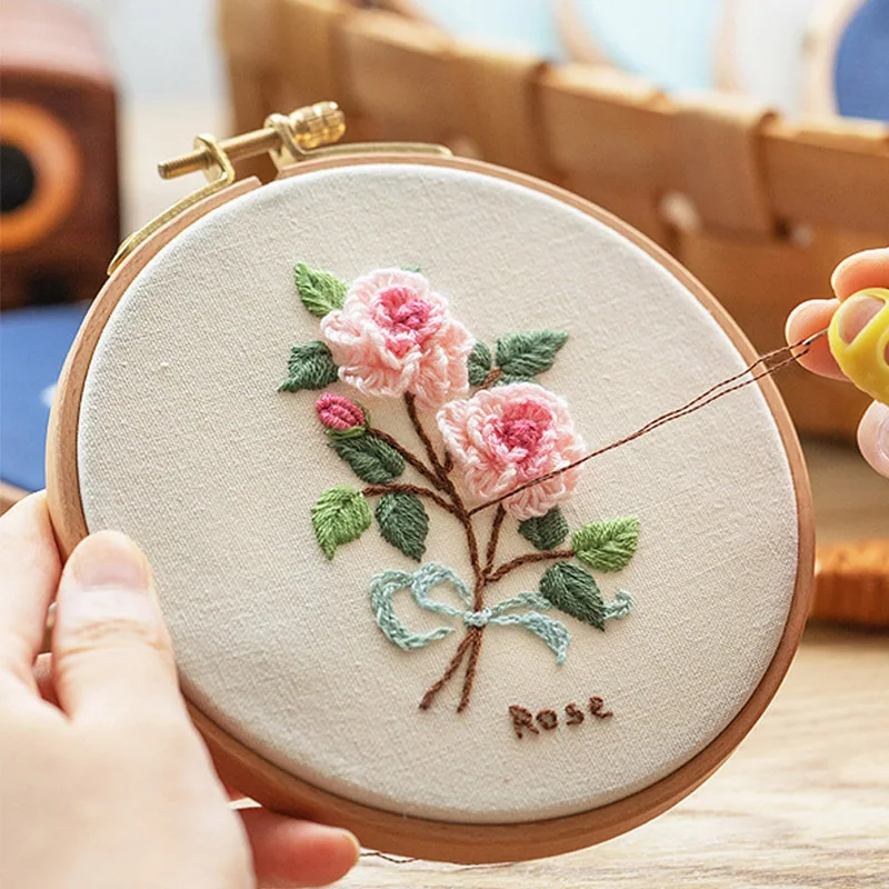 10pc/Set High Quality Beech Hoop 3-12 Inchs Wooden Embroidery Hoops Frame Embroidery Circle Ring Kit Needle Stitch Sewing Tool