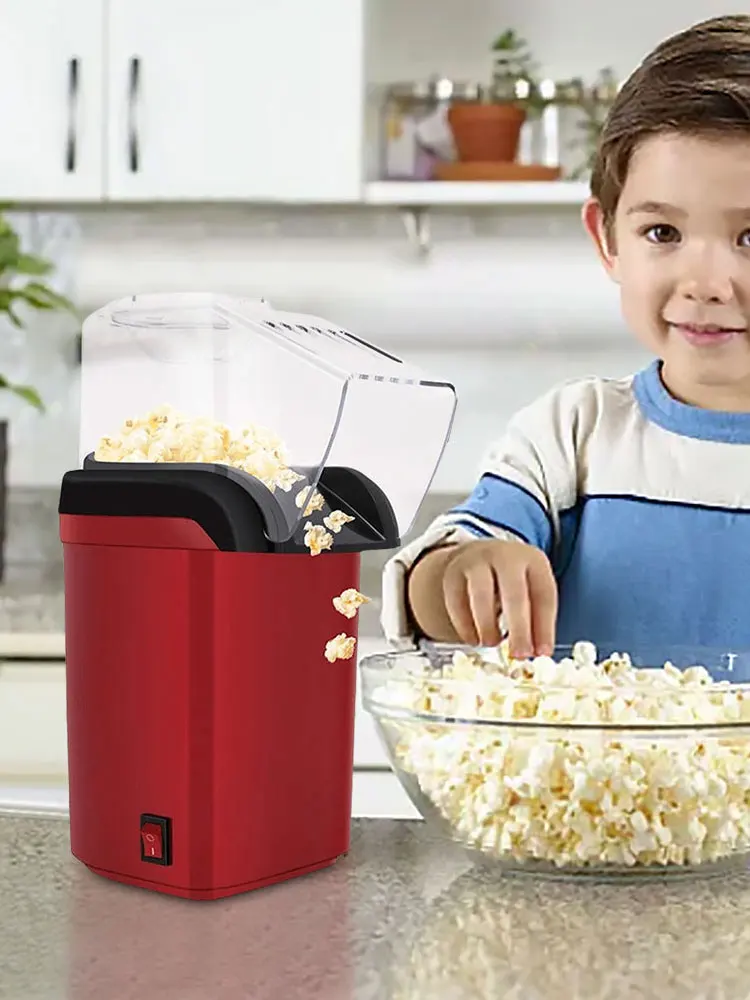 Popcorn Machine 1200W Hot Air Popcorn Maker High Popping Rate Fully Automatic Machine Mini for Home