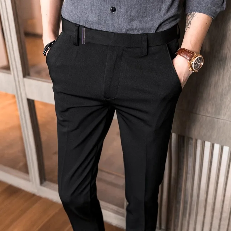

Casual pants slim suit pants mens business spring and autumn pants trend feet black trousers 5451
