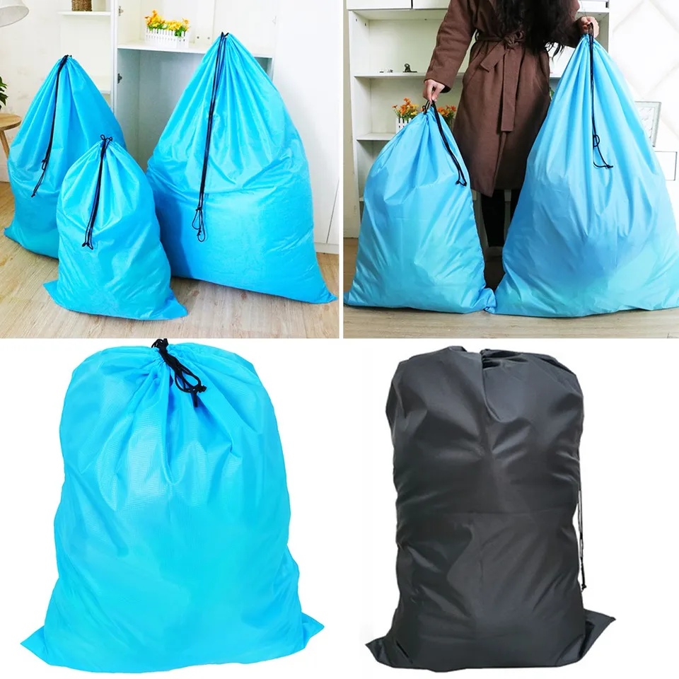Bolsa De Lavandería Extra Grande Azul - 70x70x101 Cm, Poliéster Resistente, Con Cordón, Marca MIP