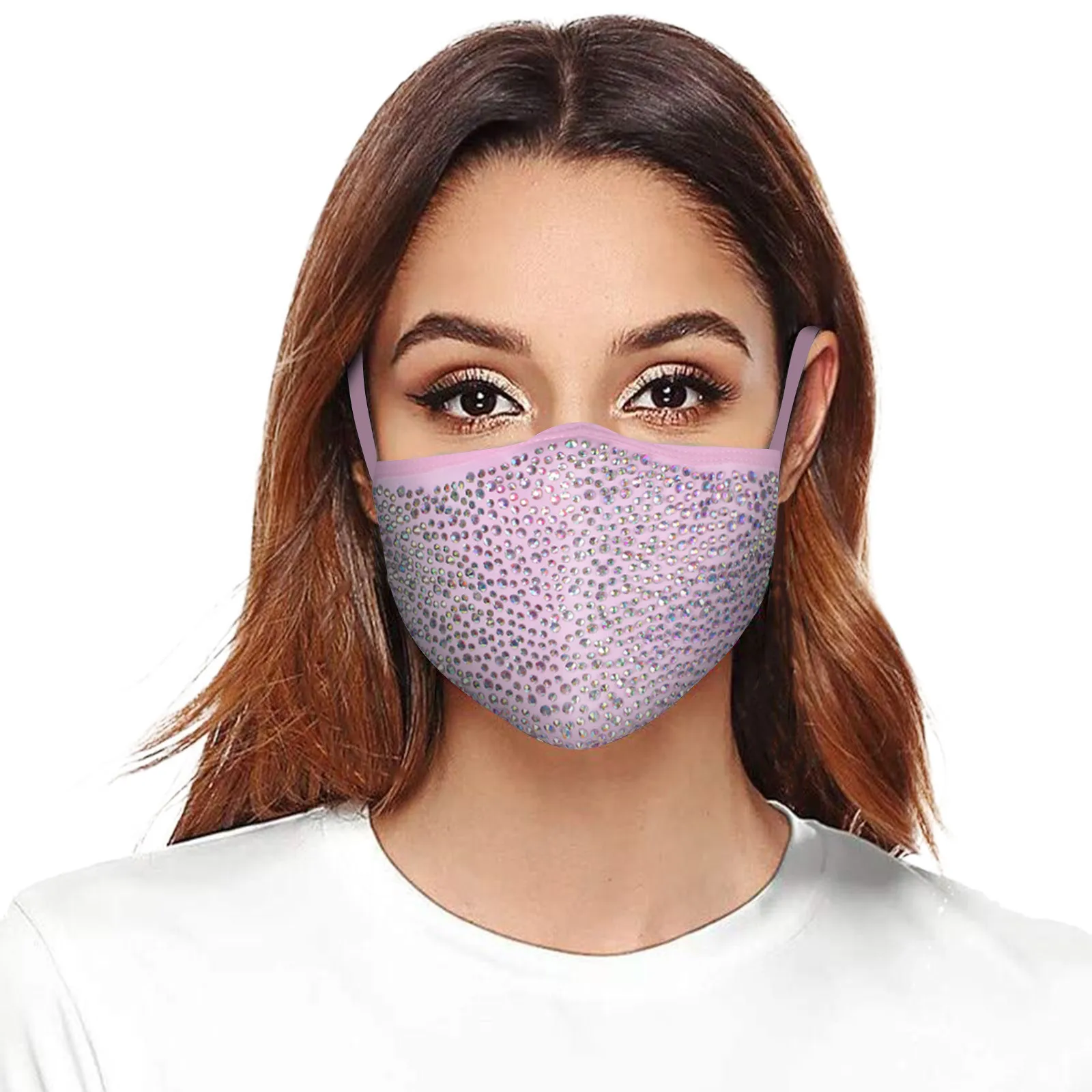 1pc Women Sexy Rhinestone Masks Washable Dust-proof Fashion Cloth Mask With Diamonds Trendy Rhinestone Cotton Mask Mondkapjes 6
