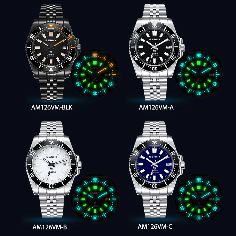 BERNY 20ATM Men's Diving Watch Automatic BERNY NH35 Super