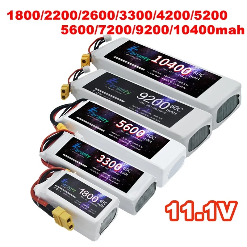 Batterie LiPo 11.1V 2200mAh à 10400mAh avec connecteur T pour drone et voiture RC