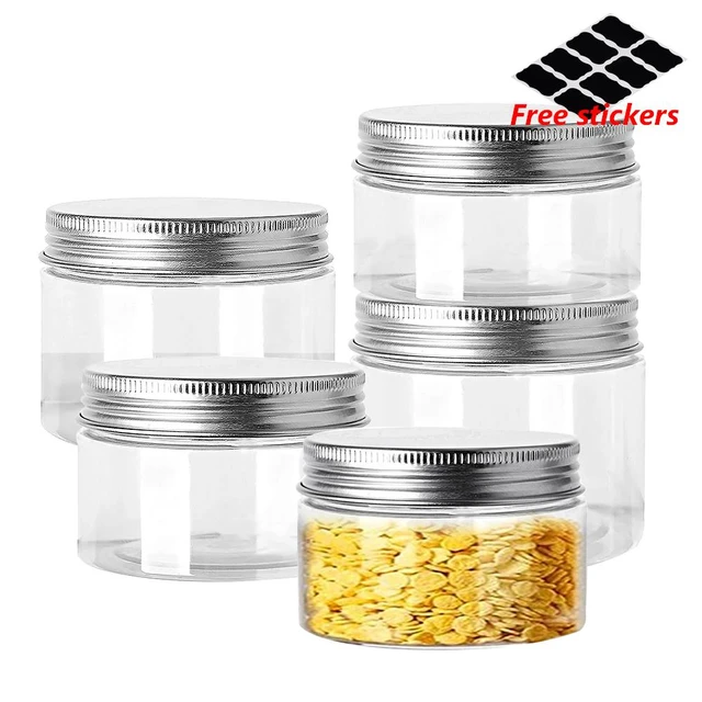 30x Clear Plastic Jars Empty Slime Organizer Storage Containers w Lids &  Labels