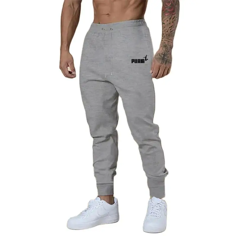 Spring and Autumn Fashion Men's Sweatpants Simple Style Slim Edition Printed Nine-point Pants Men's Clothing Free Shipping
