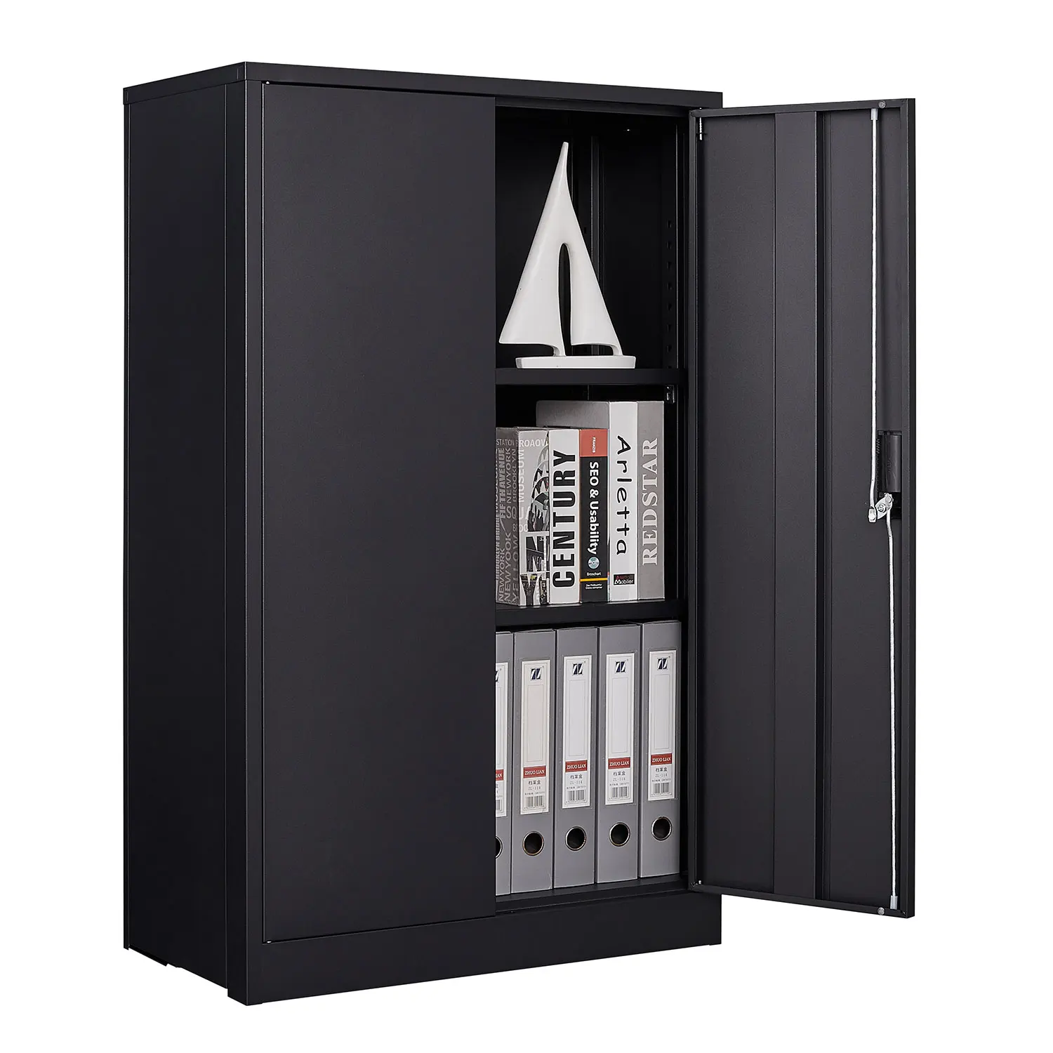 Metal Storage Cabinet with Locking Doors and Adjustable Shelf