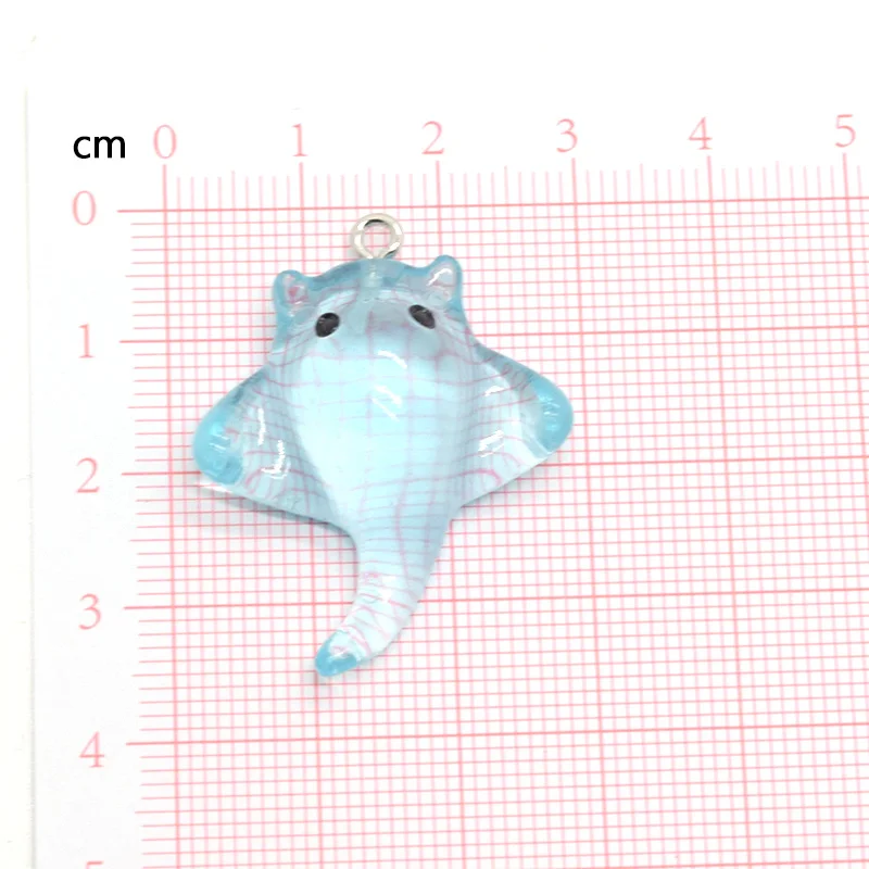 10pcs Cute Colorful Manta Rays Fish Resin Charms Cartoon Animal Pendant For Earring Keychain DIY Jewelry Make