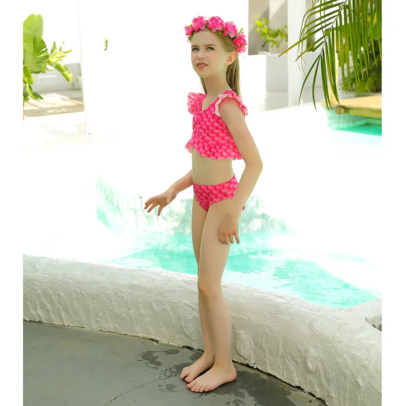 Swimming Mermaid Tail Kids Girls Costume Cosplay Children Swimsuit Fantasy Beach Bikini Can Add Monofin Fin anime maid outfit