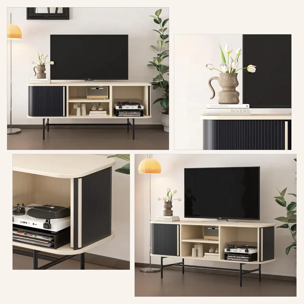 Trybal with tabol door, sideboard et tabours with sliding doors, media console storage