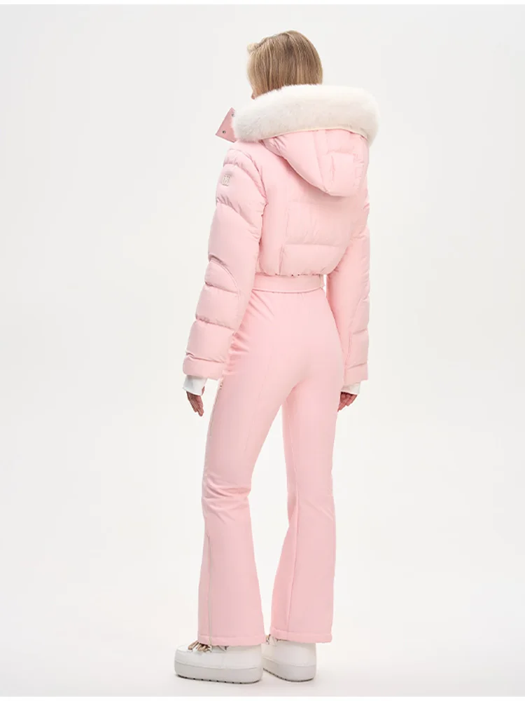 Winter Thicken Skiwear Sets Chic High Neck Hooded Zipper Coat Ski Pant Waterproof Tracksuit 2026 Lady Warm Outdoor Sportswear