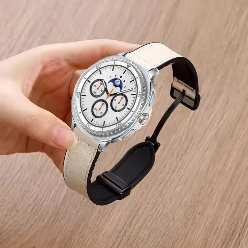 Silicone and Leather Magnetic Watch Band Strap
