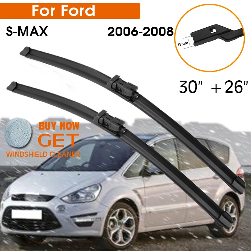 

Car Wiper Blade For Ford S-MAX 2006-2008 Windshield Rubber Silicon Refill Front Window Wiper 30"+26" LHD RHD Auto Accessorie