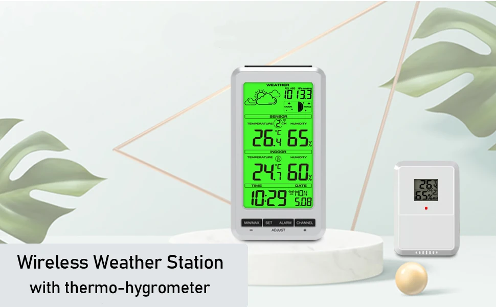 Weather Station Wireless In/Outdoor Thermometer Digital Temperature and Humidity