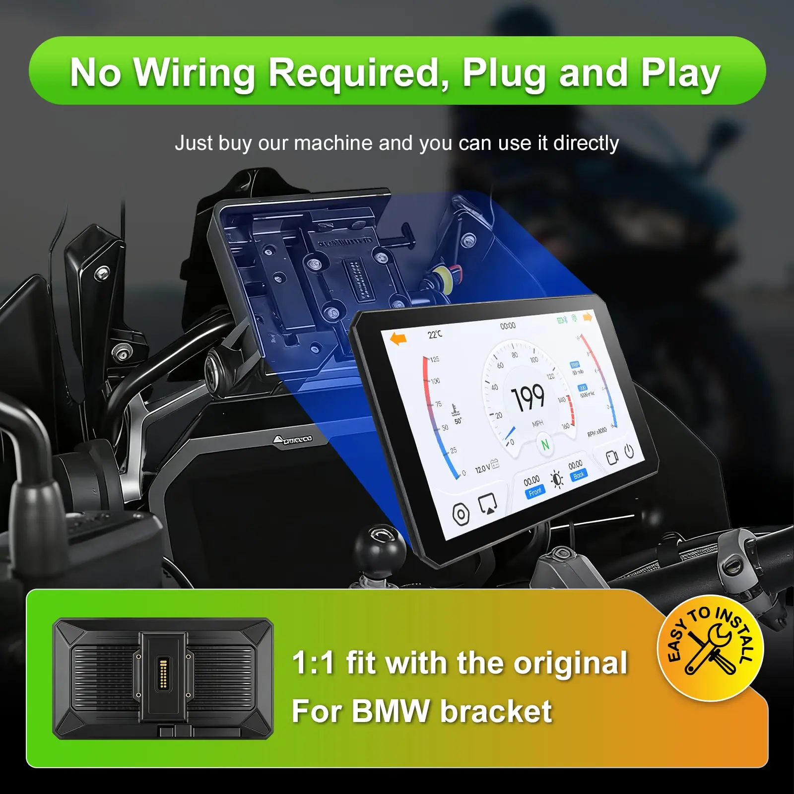 B7 MAX BMW R1200 R1250GS S1000 M1000 XR 휴대용 오토바이 네비게이터 CarPlay 안드로이드 자동 터치 야외 방수 선스크린