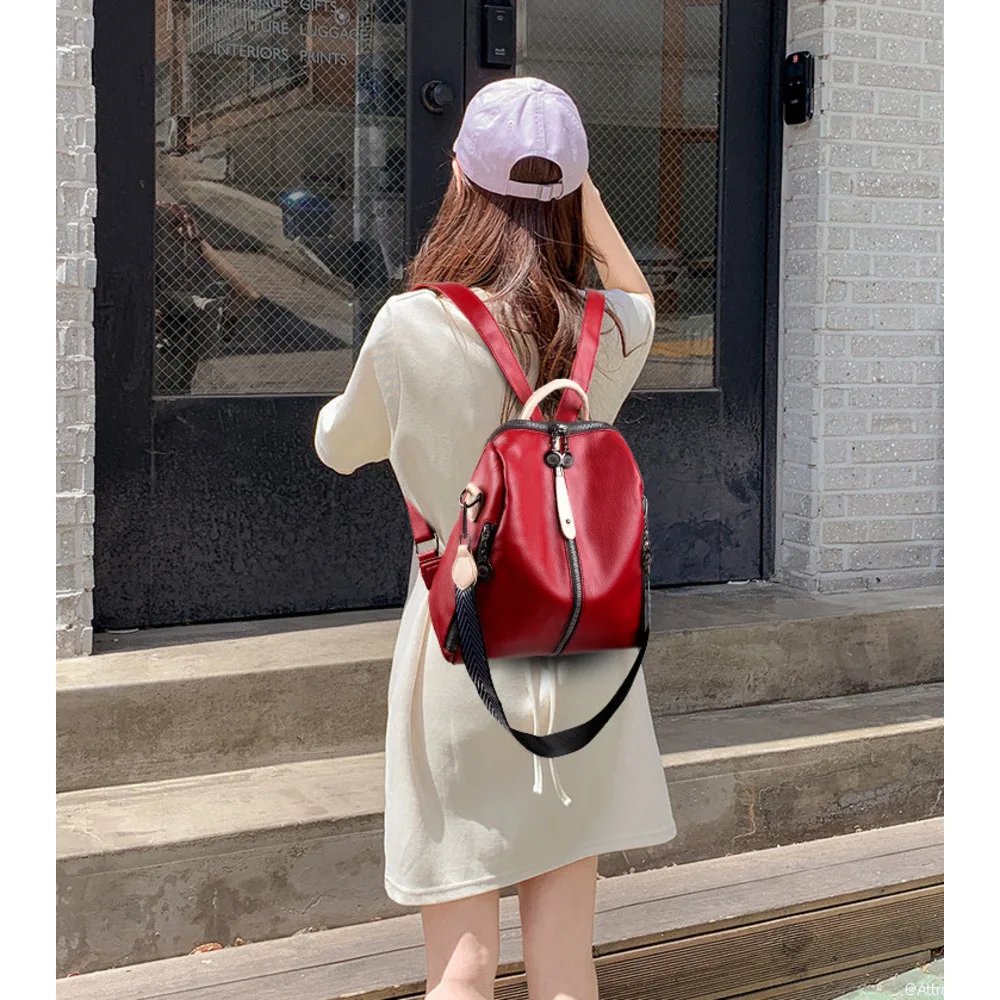 2024 Spring/Summer New Trendy Korean Edition Fashion Multi functional Soft Leather Backpack Large Capacity Women's Travel Bag_desvips.com