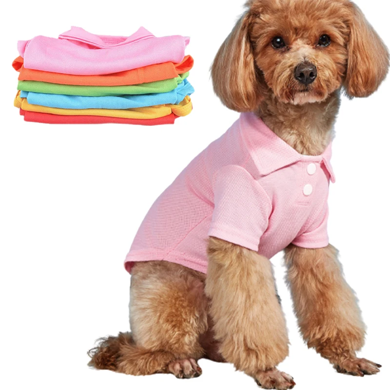 Pet Dog Shirt Spring Dog Shirts 6 Candy Colors Vest Pet Polo Collar Breathable Solid Shirts Chihuahua Yorkshire Dog and Cat Casual