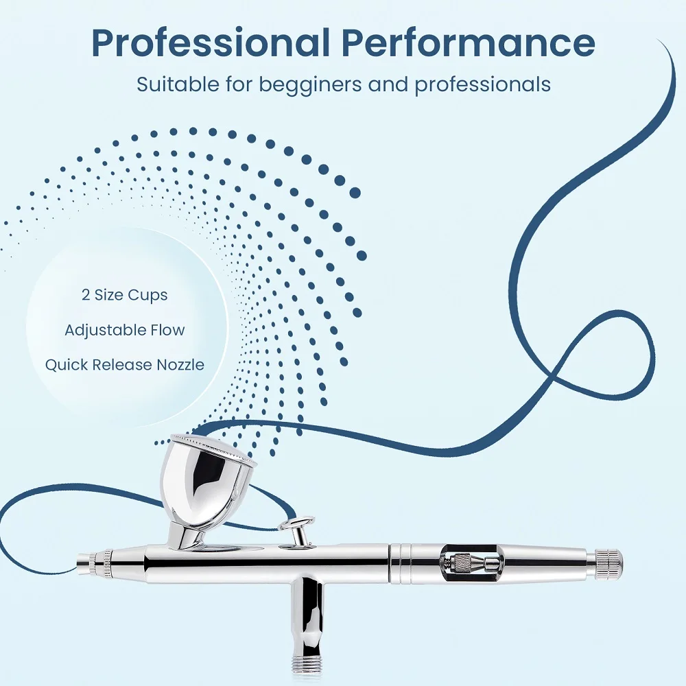 Dual-Action Airbrush Gun 0.2/0.3/0.5mm Needles Set Multi-Function Compression for Painting Car T-shirt Nail Cake Model