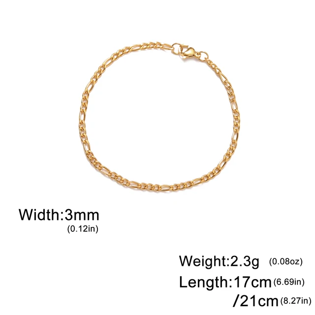 Lucktune bracelet chaine argent homme bracelet aciers inoxydables figaro Figaro chaîne Bracelet pour hommes femmes acier inoxydable largeur 3-10 MM Bracelets Punk bijoux Couple cadeau Pulsera Hombre nouveau
