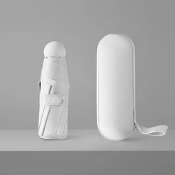 Compact & Lightweight Travel Umbrella - Portable, Strong, Waterproof, Auto Open & Close, 6-Rib Reinforcement (White with box)