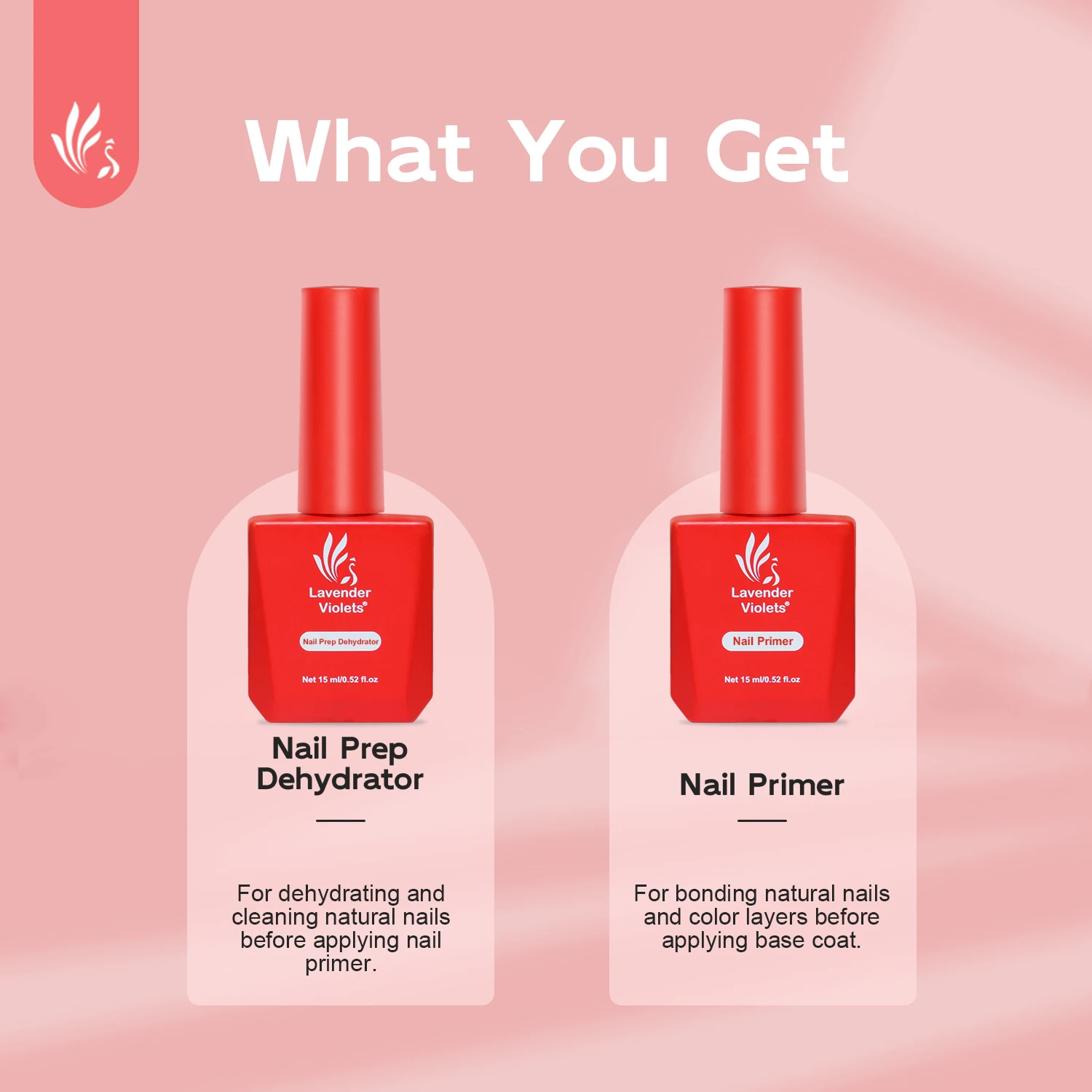 Nail Primer Nail Dehydrator 2pcs 15ml Nail Primer & Nail Prep Dehydrator Set Fast Air Dry Prep Glue No Need Curing For Long Lasting Art Design