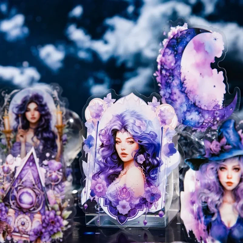 달 여신 시리즈 DIY 문페이즈 핸드북 캐릭터 장식 스티커, 스크랩북 스티커 팩, 30 매, 129x94mm