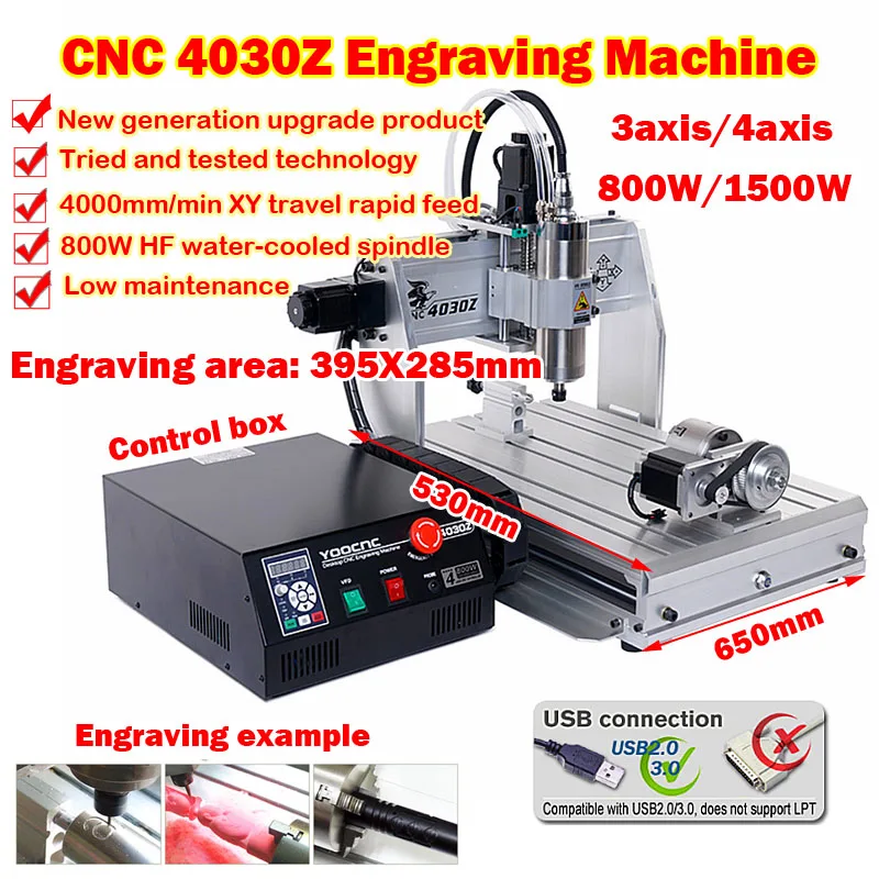 

LY CNC Router 4030Z Linear Guide Rail 4axis 3axis Engraving Cutting Machine 1500W 800W Engraver for Wood Carving Milling Marking