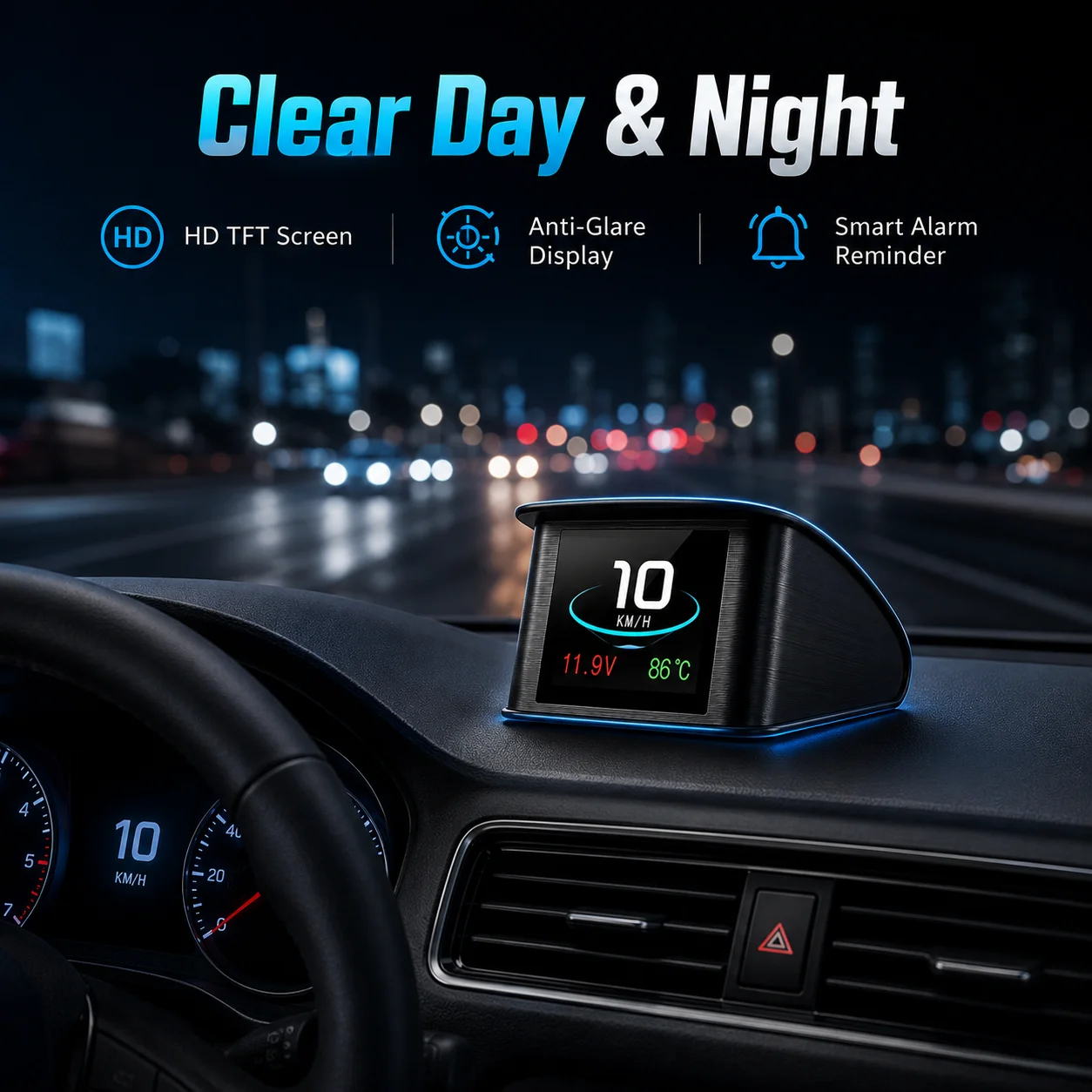 AD P10 OBD2 스마트 미터 디지털 HUD 헤드업 디스플레이 자동차 속도계 온도 RPM 마일리지 게이지 HUD 자동차 진단 도구