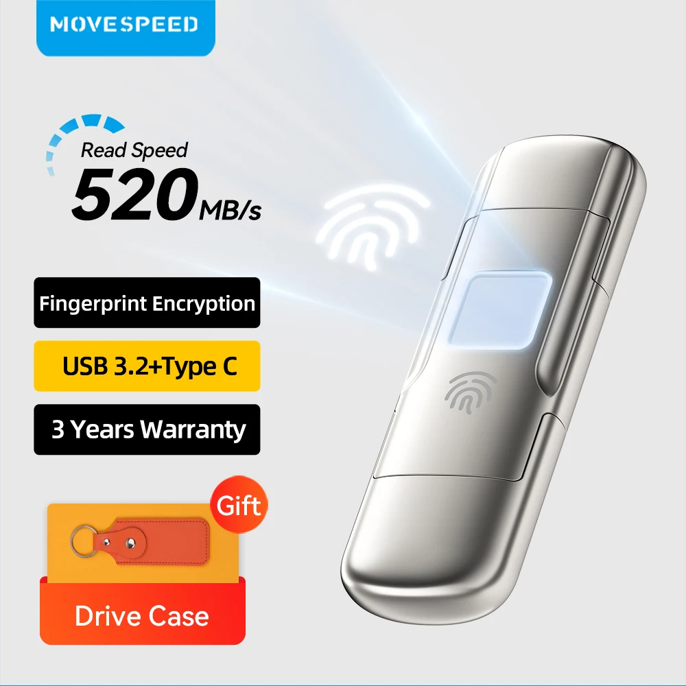 MOVESPEEDUSBTipoCGen2FlashDrivePenDriveAES256Criptografia