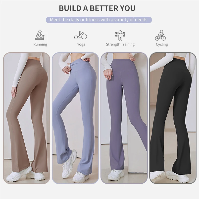 Relaxed Yoga Flare Pants Women's Sports Tights High Waist Fitness Training Nylon High Elastic Yoga Pants Seamless Leggings