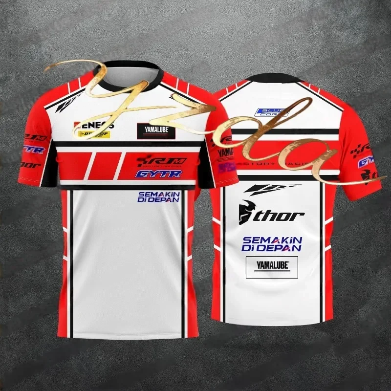 새로운 R1m 모델 오토바이 경주 매니아 블루와 레드 남성과 여성의 여름 캐주얼 통기성 스포츠 빠른 건조 티셔츠