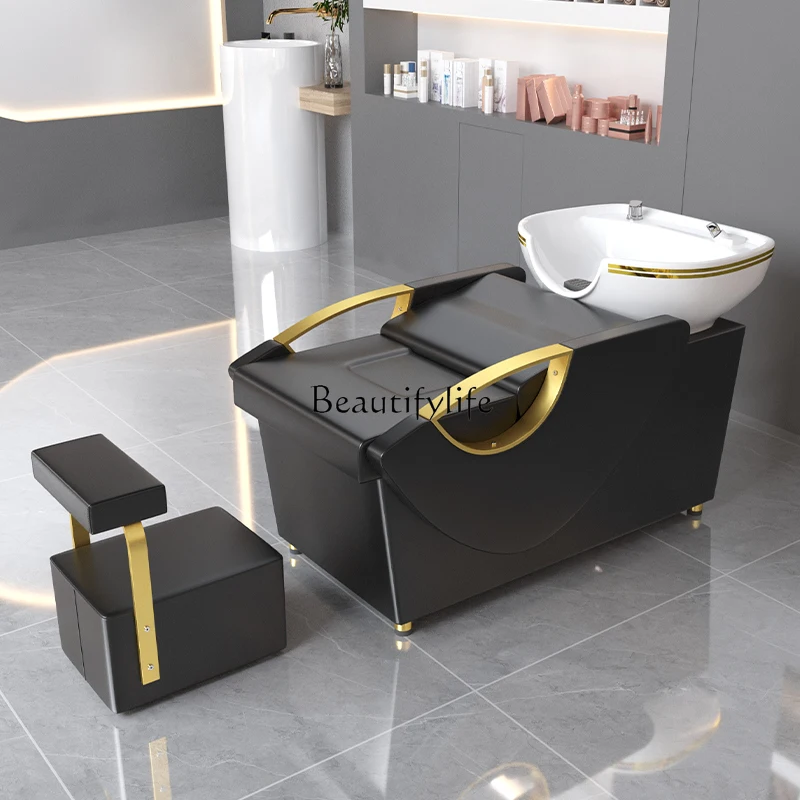 

Shampoo Chair Light Luxury Water Heater Flush Lying Half High-End Ceramic Basin