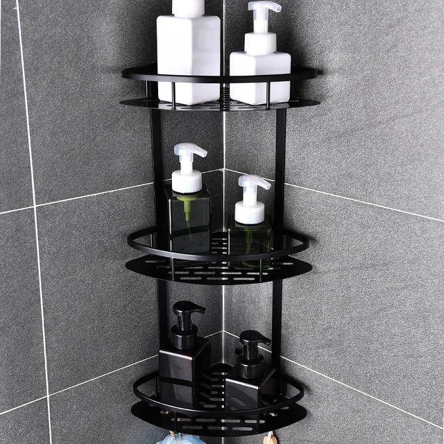 4 Tier Shower Caddy Organizer Shelf Corner Bathroom Organizer Shower Corner  Stand Floor To Ceiling Tension Pole Shower - AliExpress