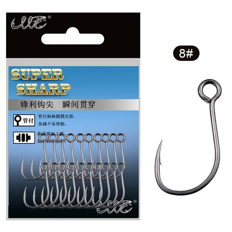 Premium Big Eye Single Fishing Hooks Set - Versatile Sizes for Live Bait and Hardbait Fishing